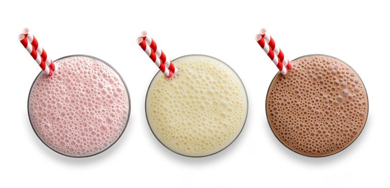 Three smoothie shakes
