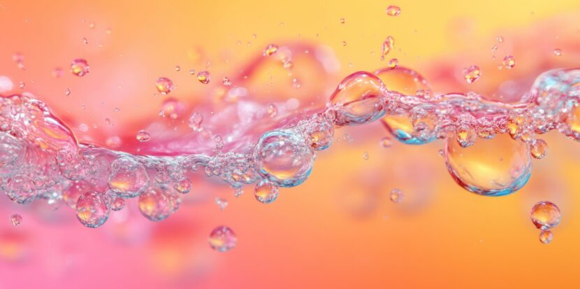 Colorful carbonated beverage bubbles